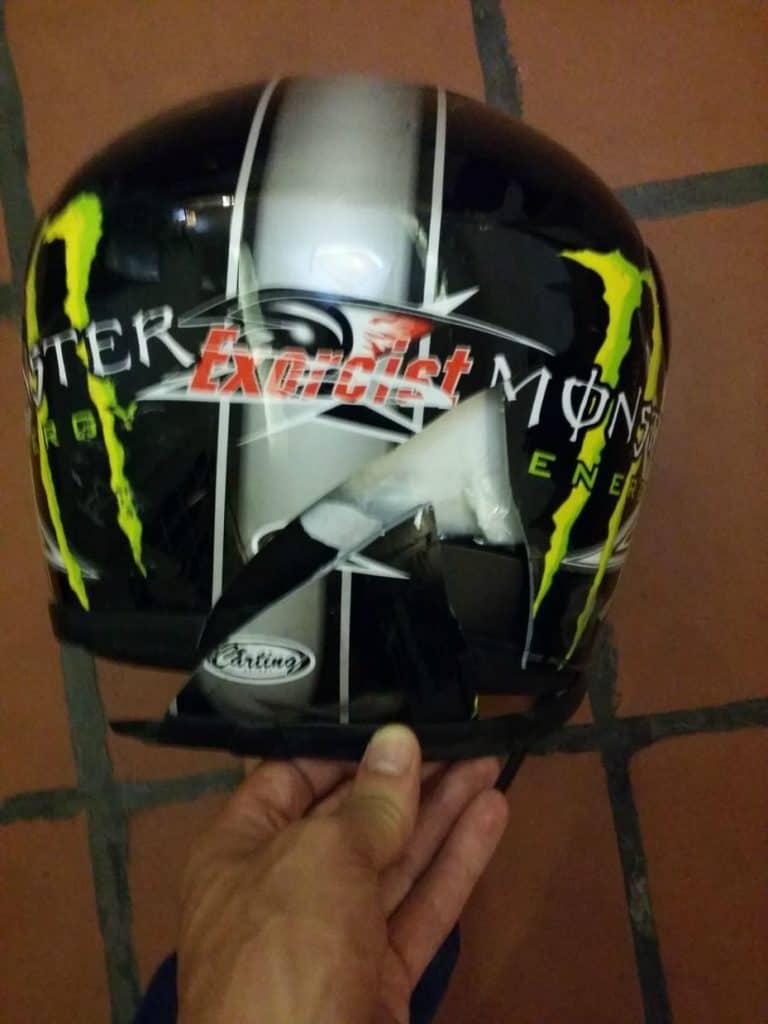 Cracked Motorbike Helmet