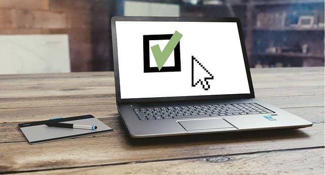 Laptop with tick box
