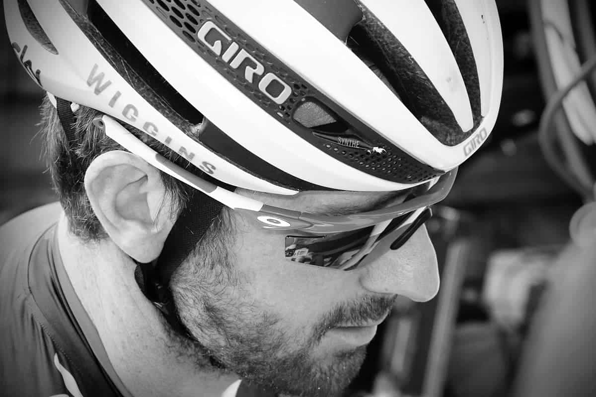 Bradley Wiggins wearing Giro helmet.