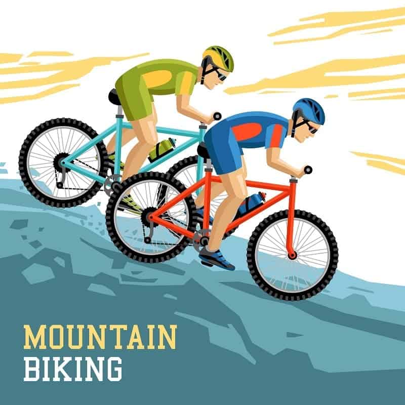 2 Guys on Mountain Bikes vector