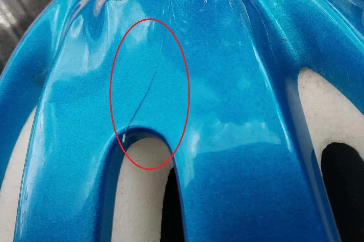 Hairline crack in bike helmet