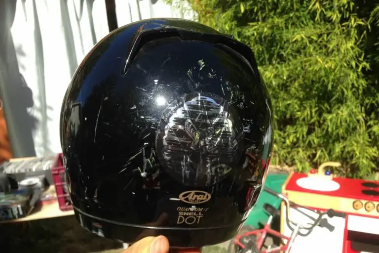 Dropped Motorcycle Helmet