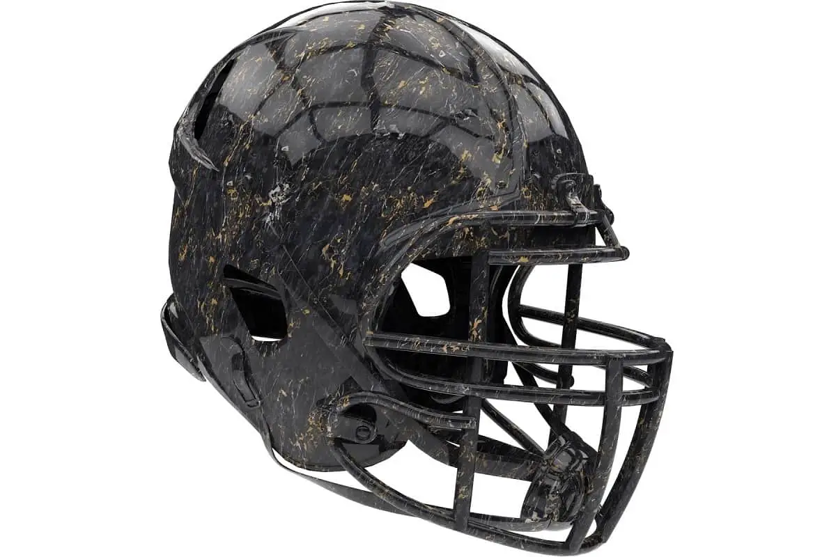 black nfl helmet covered in dirt