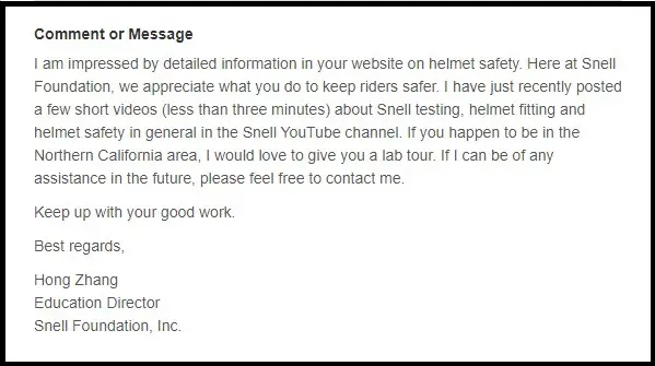 Contact Form message from Snell Foundation.
