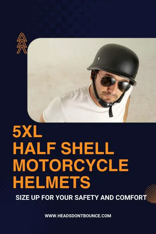 Pinterest Pin - Man with big head wearing a German style half shell motorcycle helmet