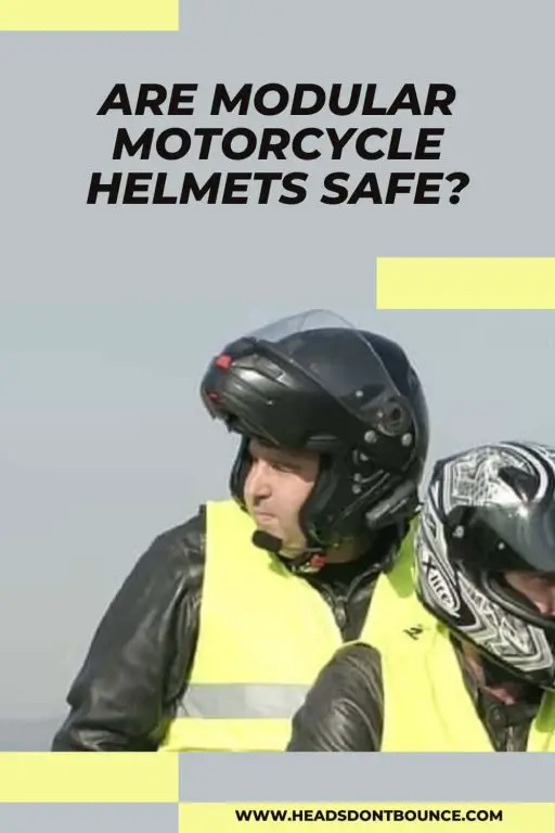 Pinterest Pin - A motorcycle pillion passenger with the front of his modular helmet flipped up.
