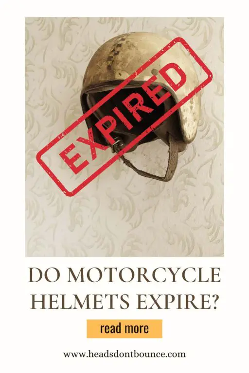 Pinterest Pin - an old expired three quarter open face motorcycle helmet with the word EXPIRED stamped over it.