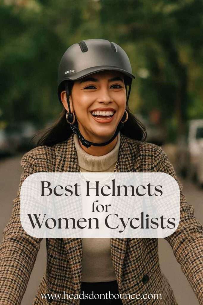 Latina woman smiling while riding bicycle.
